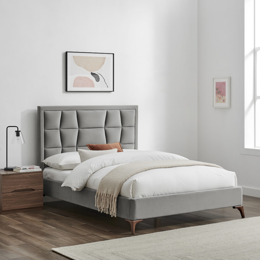 Busbridge Bedstead Grey Velvet